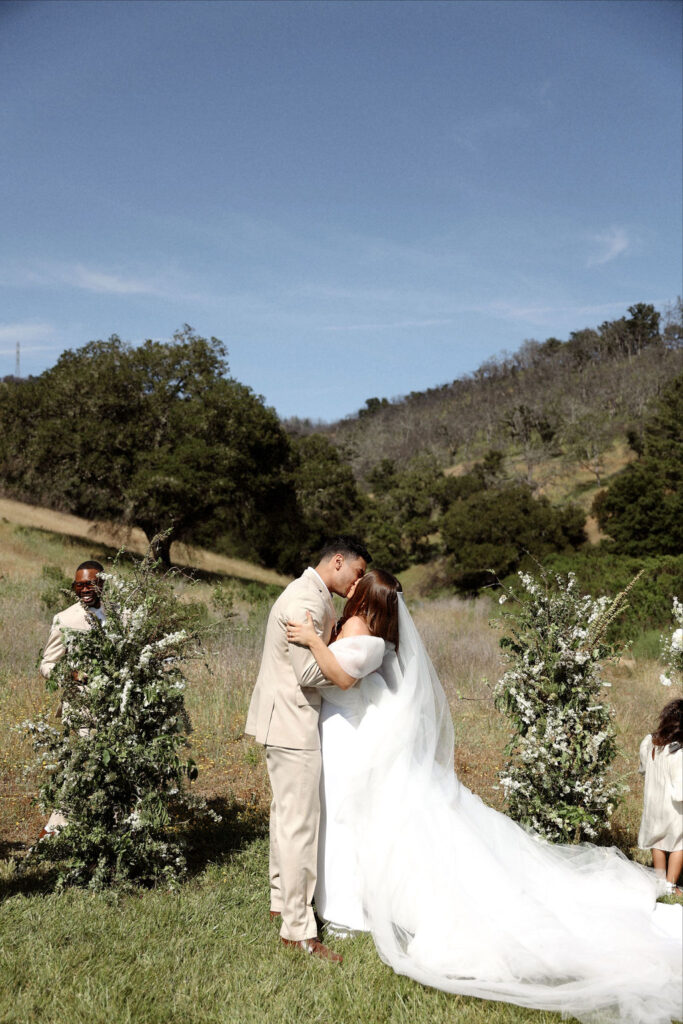 Outdoor wedding ceremony at French Oak Ranch