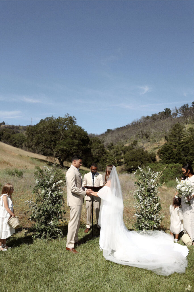 Outdoor wedding ceremony at French Oak Ranch